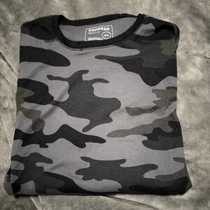 Express Black and Gray Long Sleeve Tee Urban Camouflage